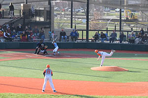 Orange pitcher on Pee Wee Field