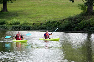 Kayakers smiling