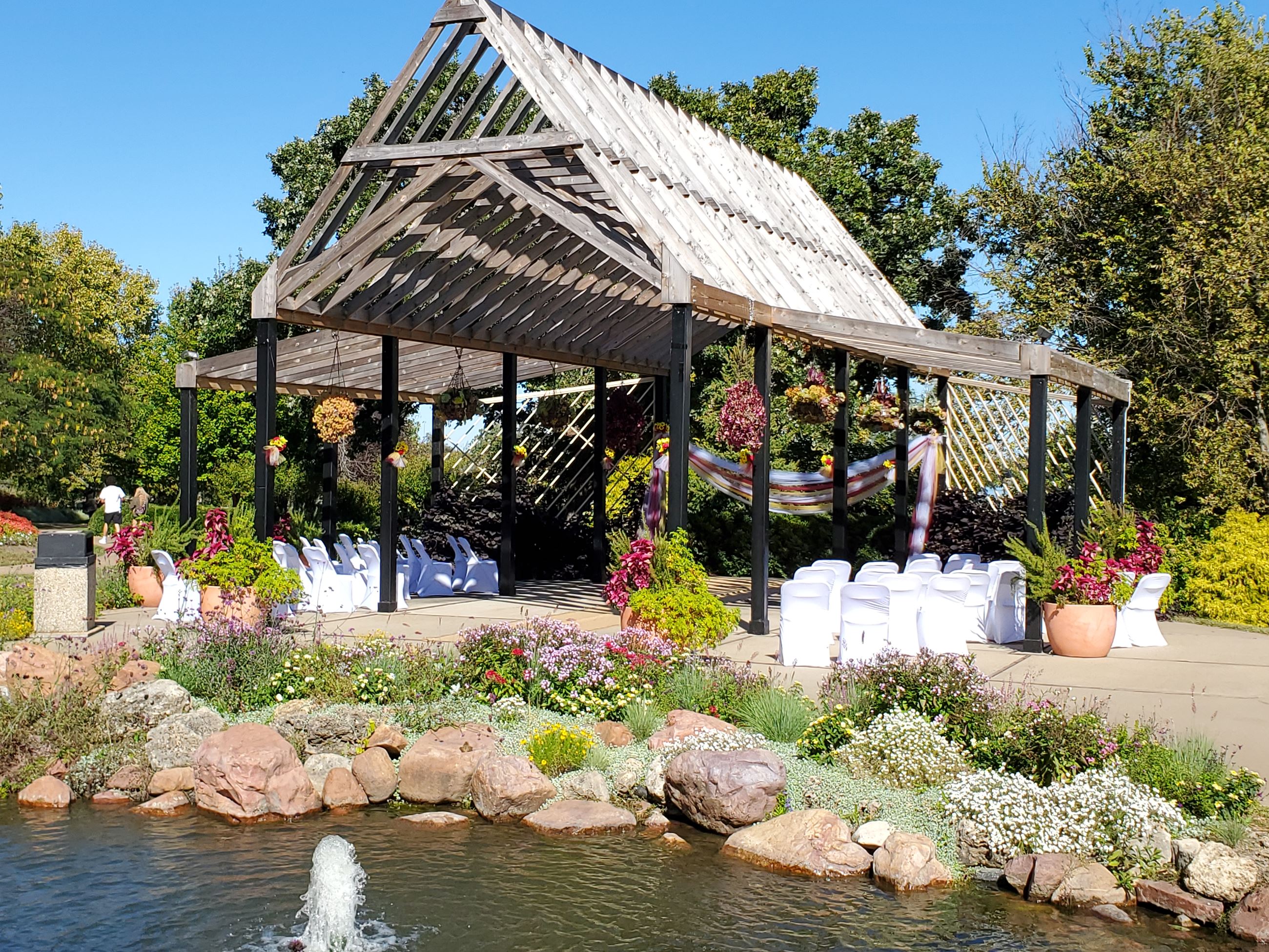 Pergola decorated for wedding